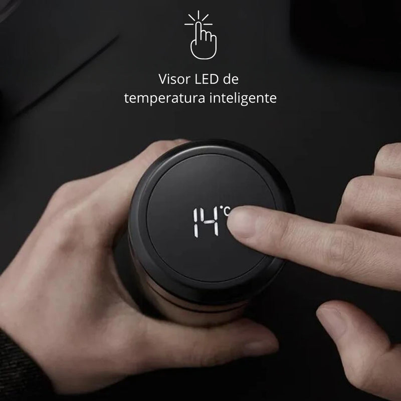 Garrafa térmica a vácuo de 500ml com medidor de temperatura, garrafa de água com display digital e suporte para chá à prova de vazame