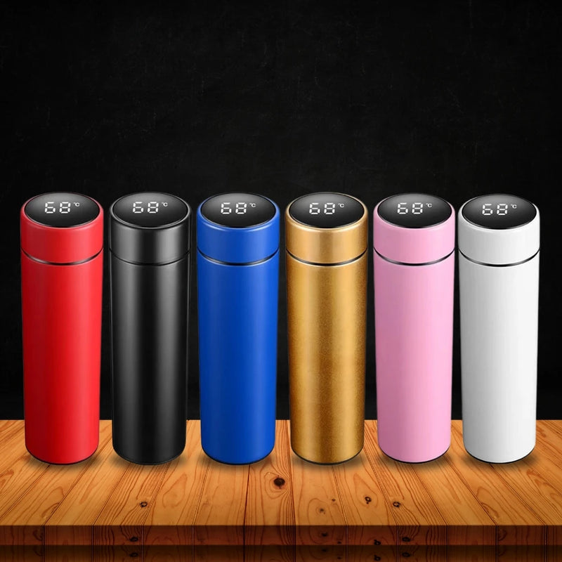 Garrafa térmica a vácuo de 500ml com medidor de temperatura, garrafa de água com display digital e suporte para chá à prova de vazame