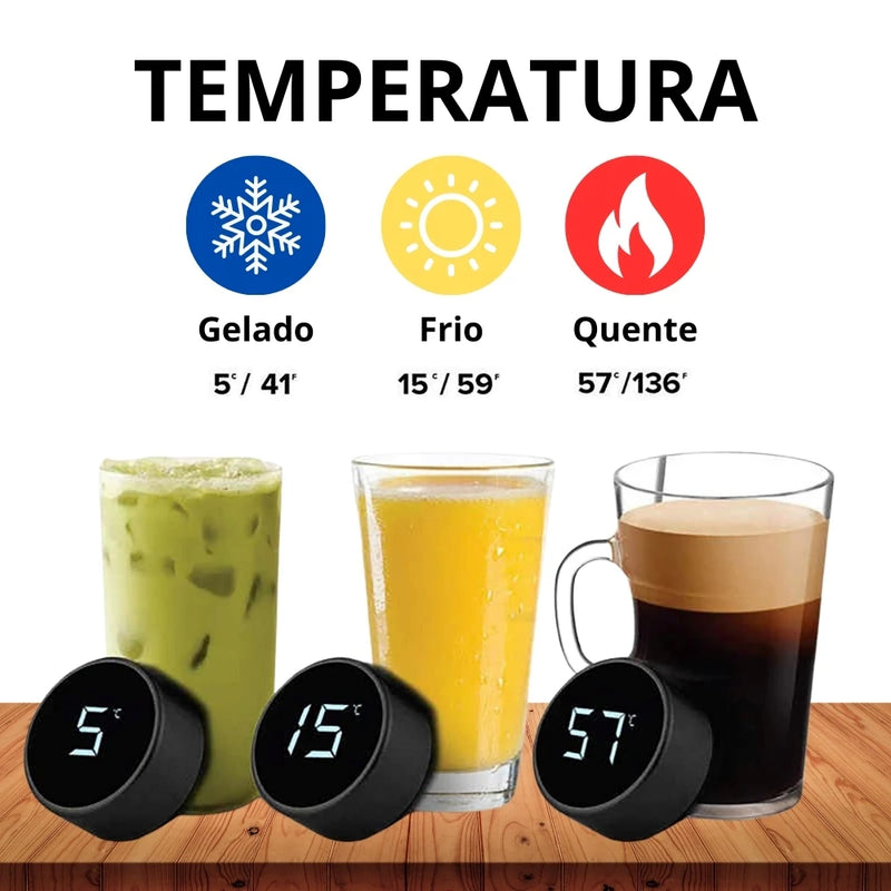 Garrafa térmica a vácuo de 500ml com medidor de temperatura, garrafa de água com display digital e suporte para chá à prova de vazame