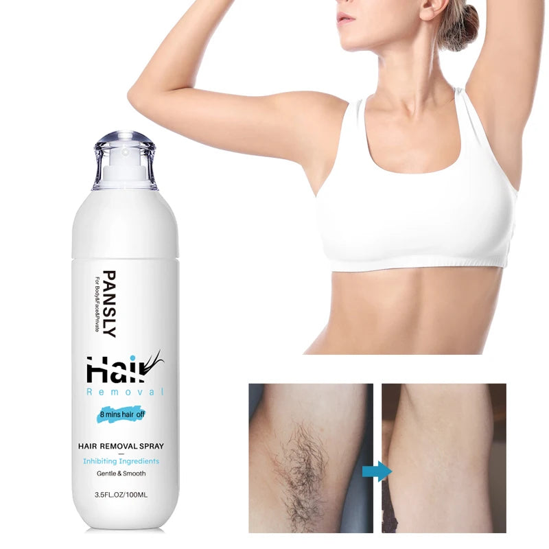 SPRAY de remoção de cabelo inibidor de crescimento de cabelo spray indolor redução de cabelo inibe permanentemente o crescimento de cabelo pele suave e sedosa