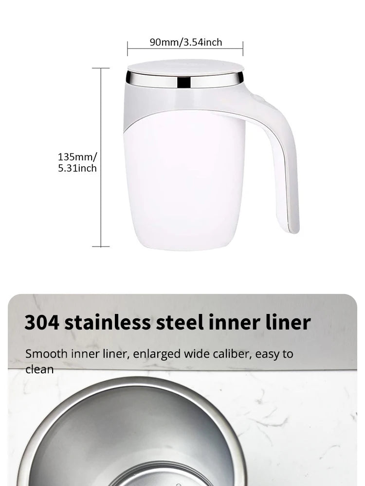 Caneca de Café Automática Recarregável – Agitação Elétrica Magnética em Aço Inoxidável