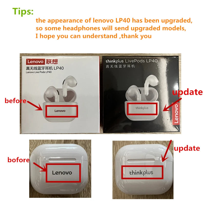 Fone original Lenovo LP40 wireless headphones TWS Bluetooth