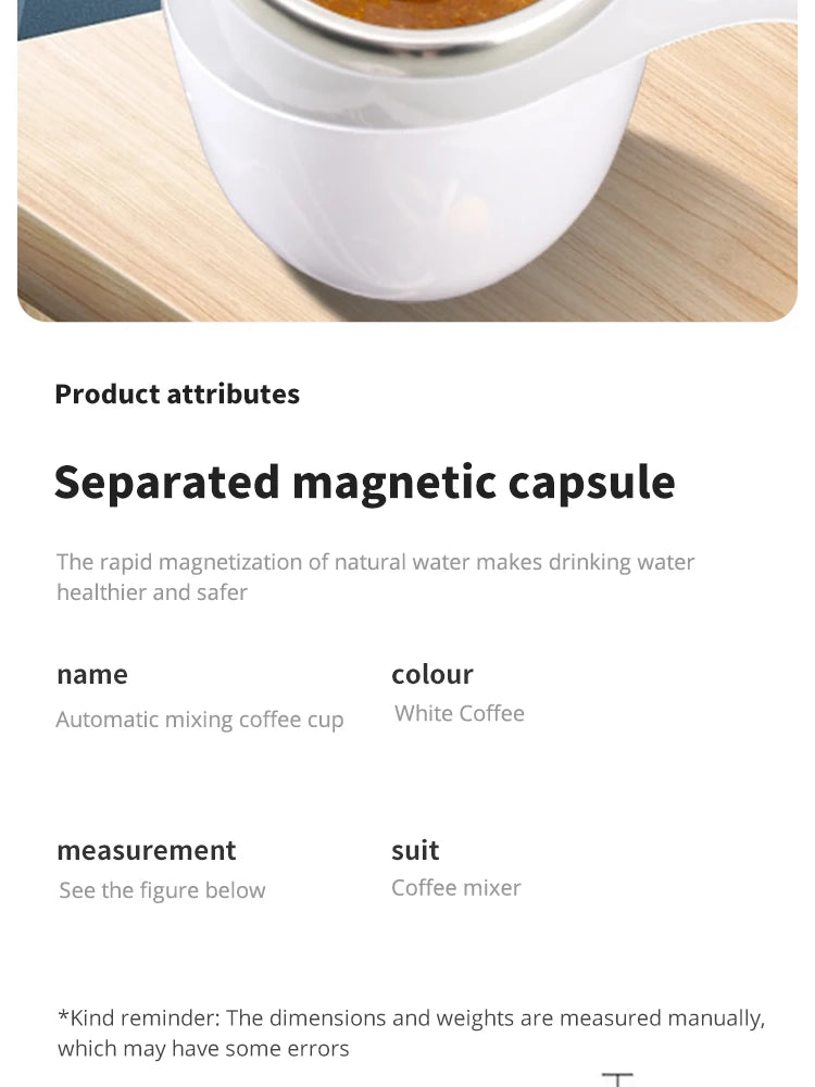 Caneca de Café Automática Recarregável – Agitação Elétrica Magnética em Aço Inoxidável