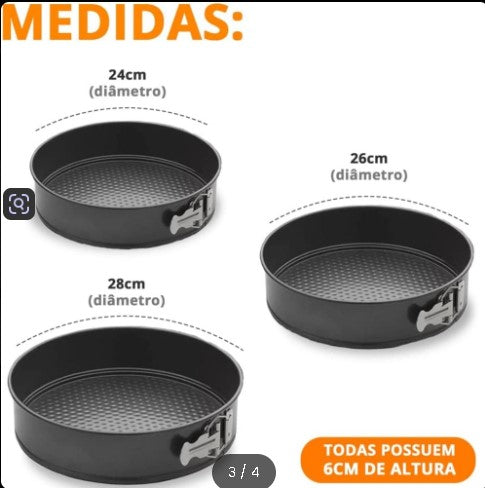 Kit 3 Forma Redonda Fundo Removível-