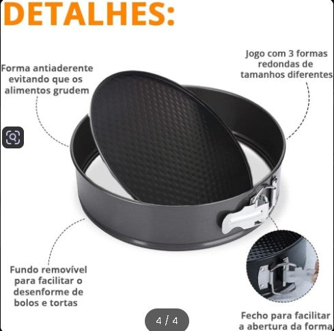 Kit 3 Forma Redonda Fundo Removível-