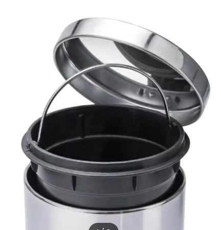 Lixeira de Banheiro 5 Litros com Escova Sanitária e Suporte - Inox,cesto